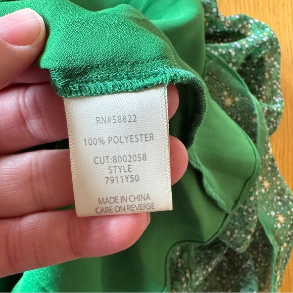 Max Studio Green Floral Midi Dress Smocked Waist Cottagecore XS - Picture 15 of 15